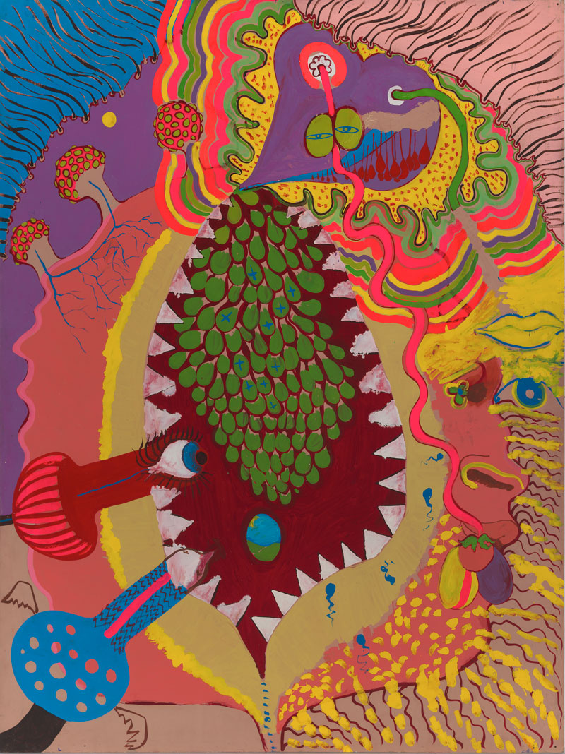 Vivienne Binns, Vag Dens, 1967, synthetic polymer paint and enamel on composition board. Collection of the National Gallery of Australia, Canberra  ©Vivienne Binns/Licensed by Viscopy 2017